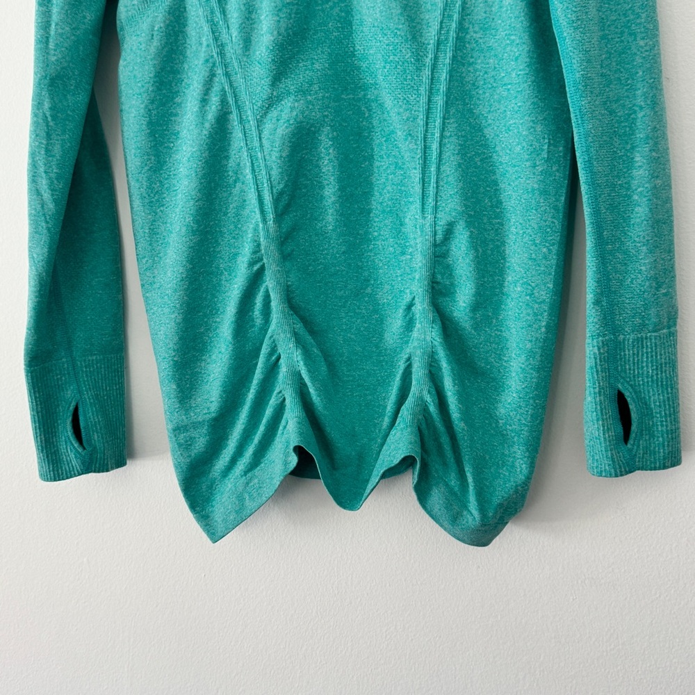 Athleta Teal Heathered Quarter Zip Long Sleeve Workout Top size M - Picture 4 of 7